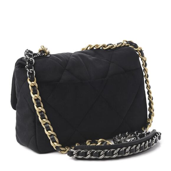 CHANEL 19 Medium Black Velvet Flap Bag Crossbody Shoulder Bag Mixed Hardware - Picture 3 of 9